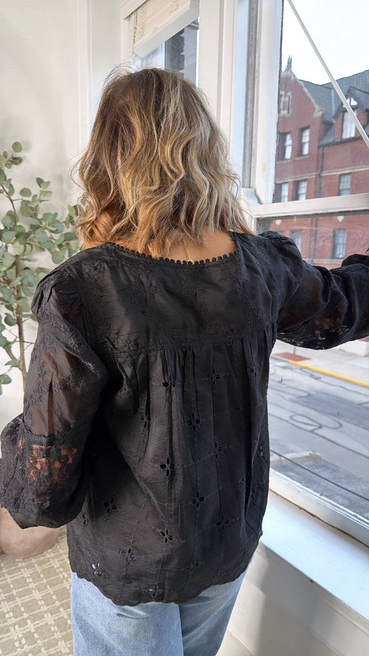 Clover Mix Top, Black