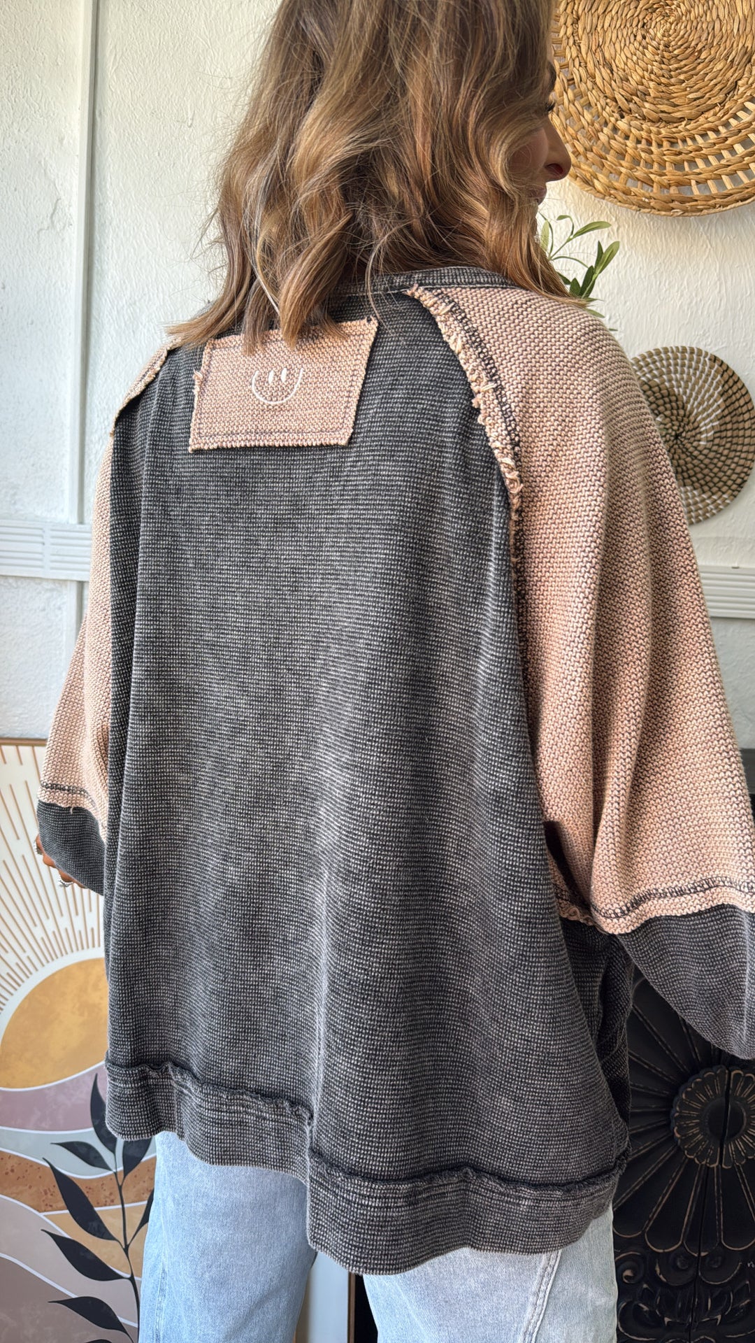 Mood Stitched Oversized Top, Black