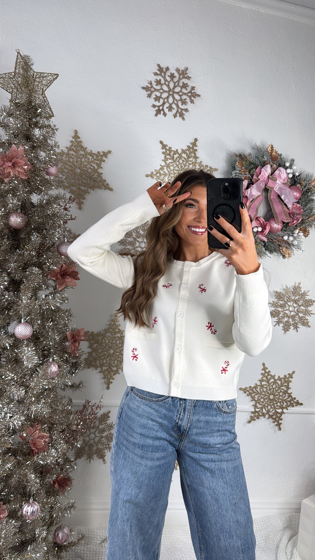 Candy Cane Lane Sweater, Cream