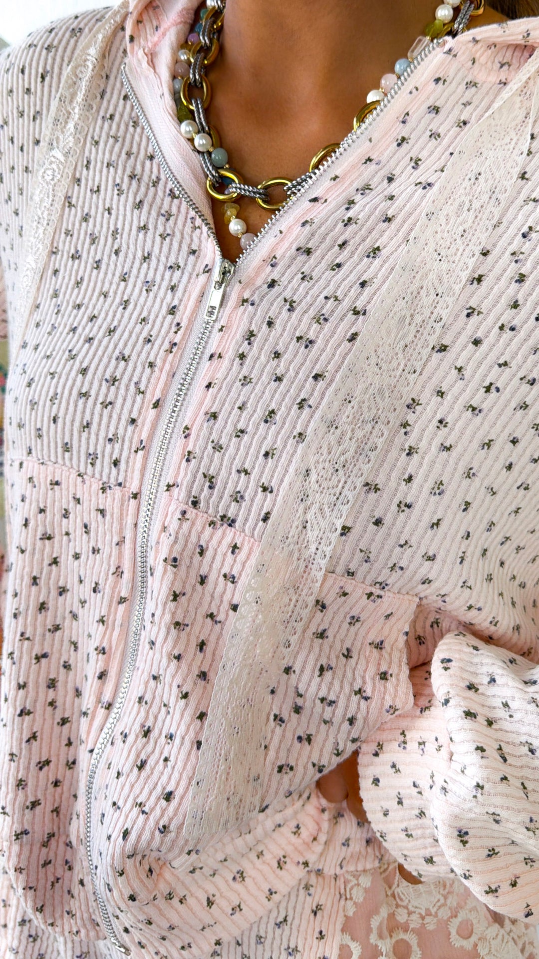 Bayrose Floral Zip Up Jacket, Blush Floral