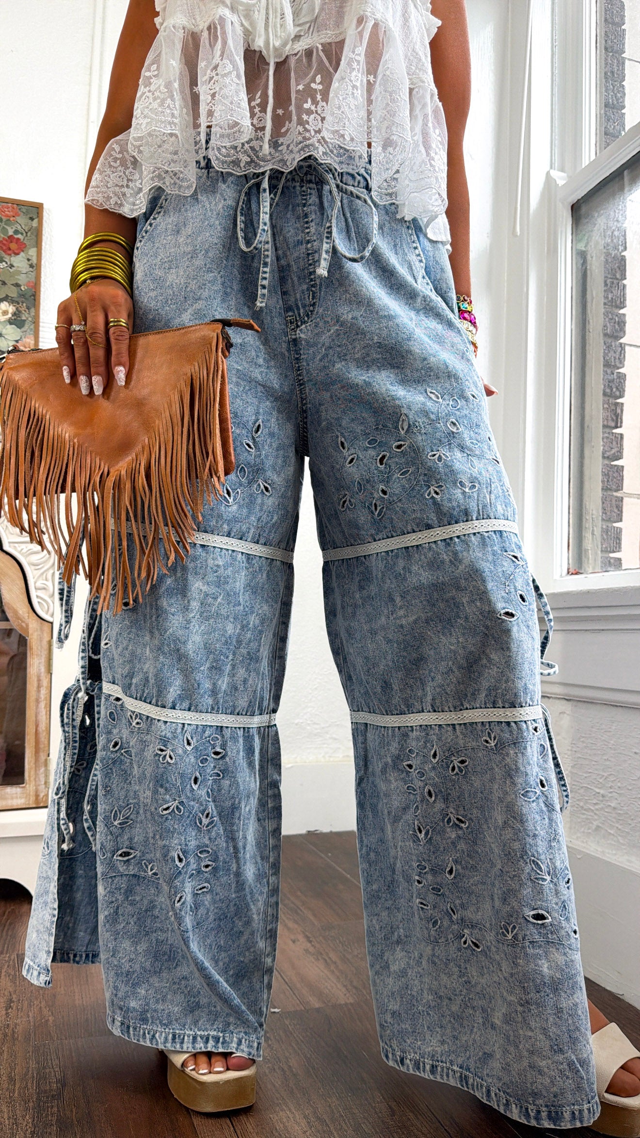 Embroidered Vine Pants, Denim – Everyday Chic Boutique