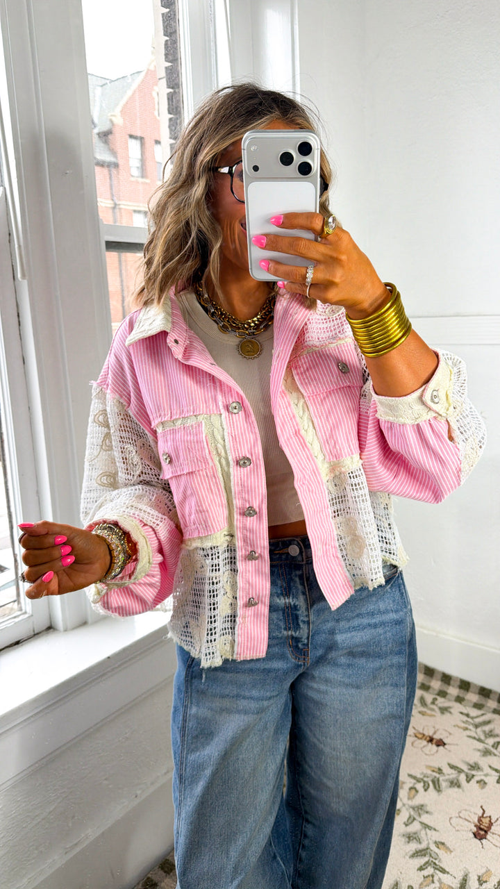 Savilla Springs Jacket, Striped Pink