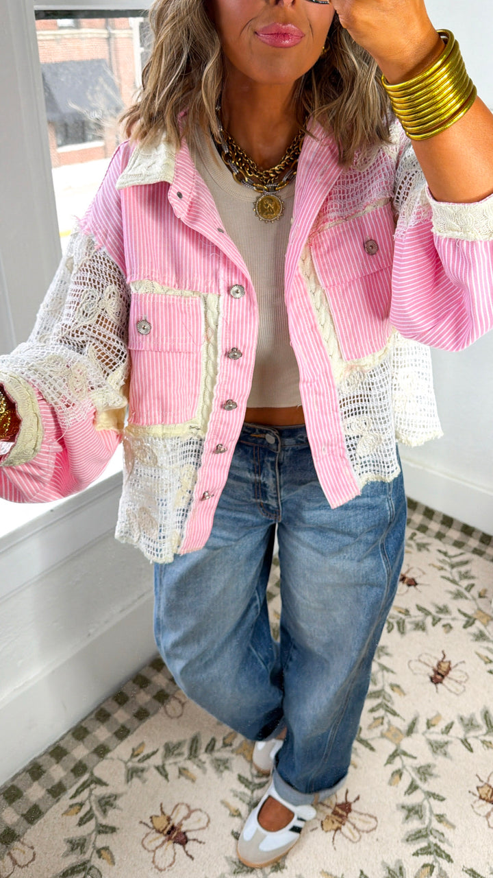 Savilla Springs Jacket, Striped Pink