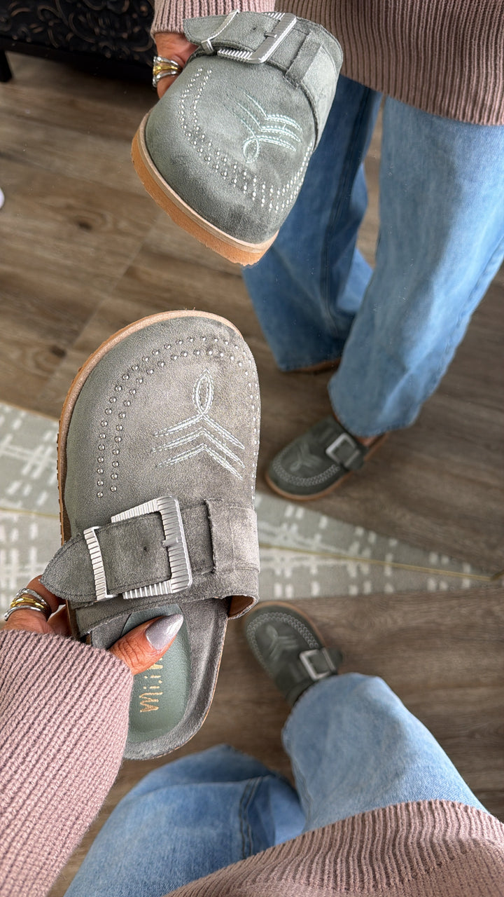 Joleen Studded Clog, Olive