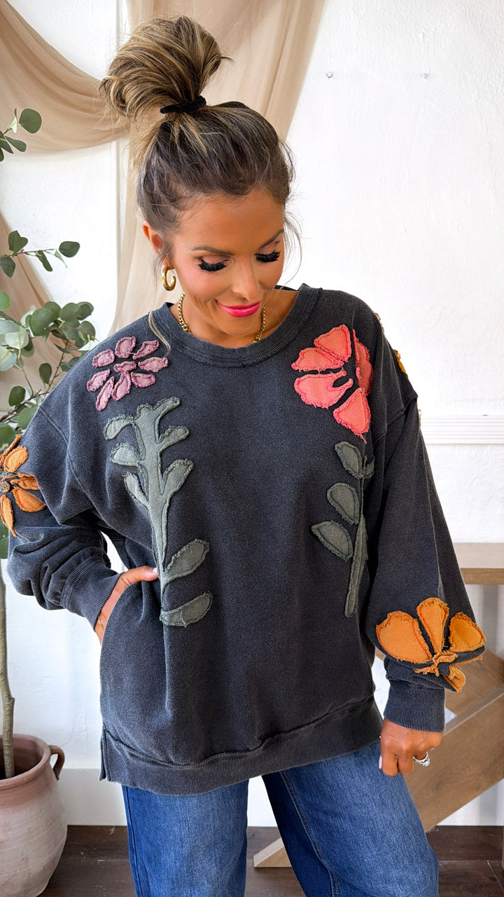 Floral Days Sweatshirt, Black