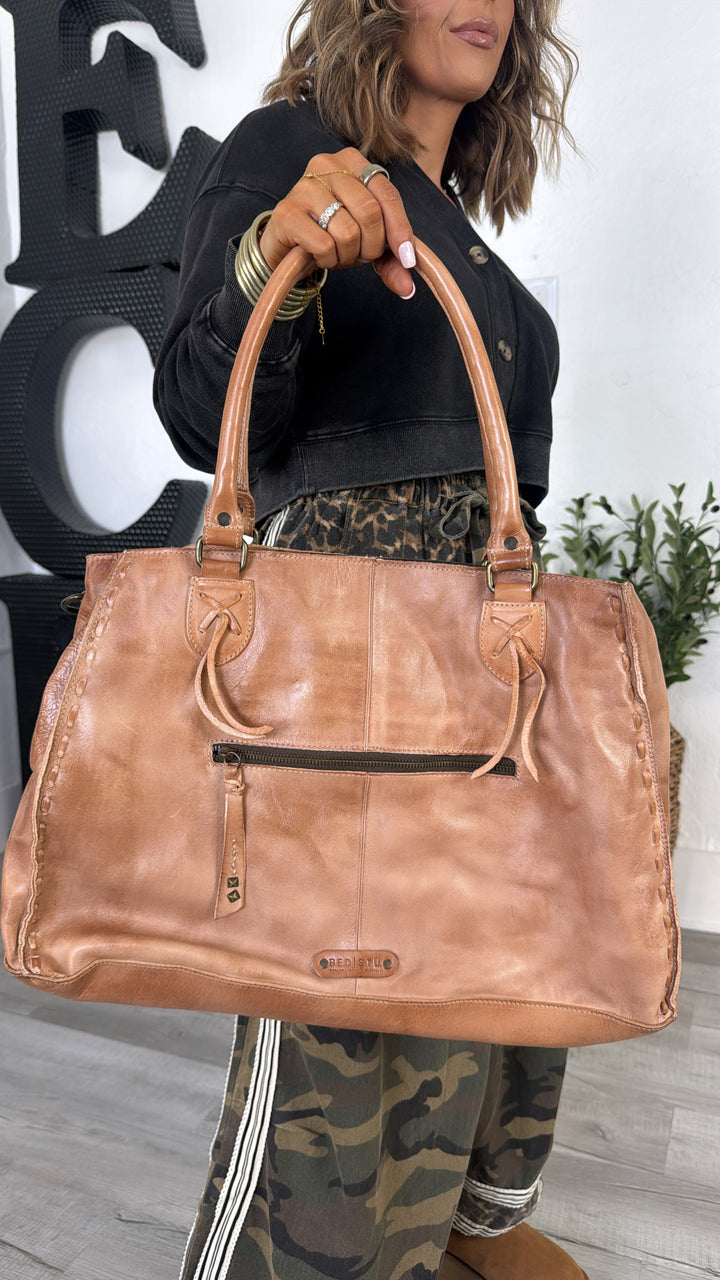 Rockaway Leather Tote, Tan Rustic