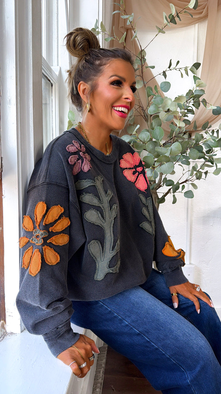 Floral Days Sweatshirt, Black
