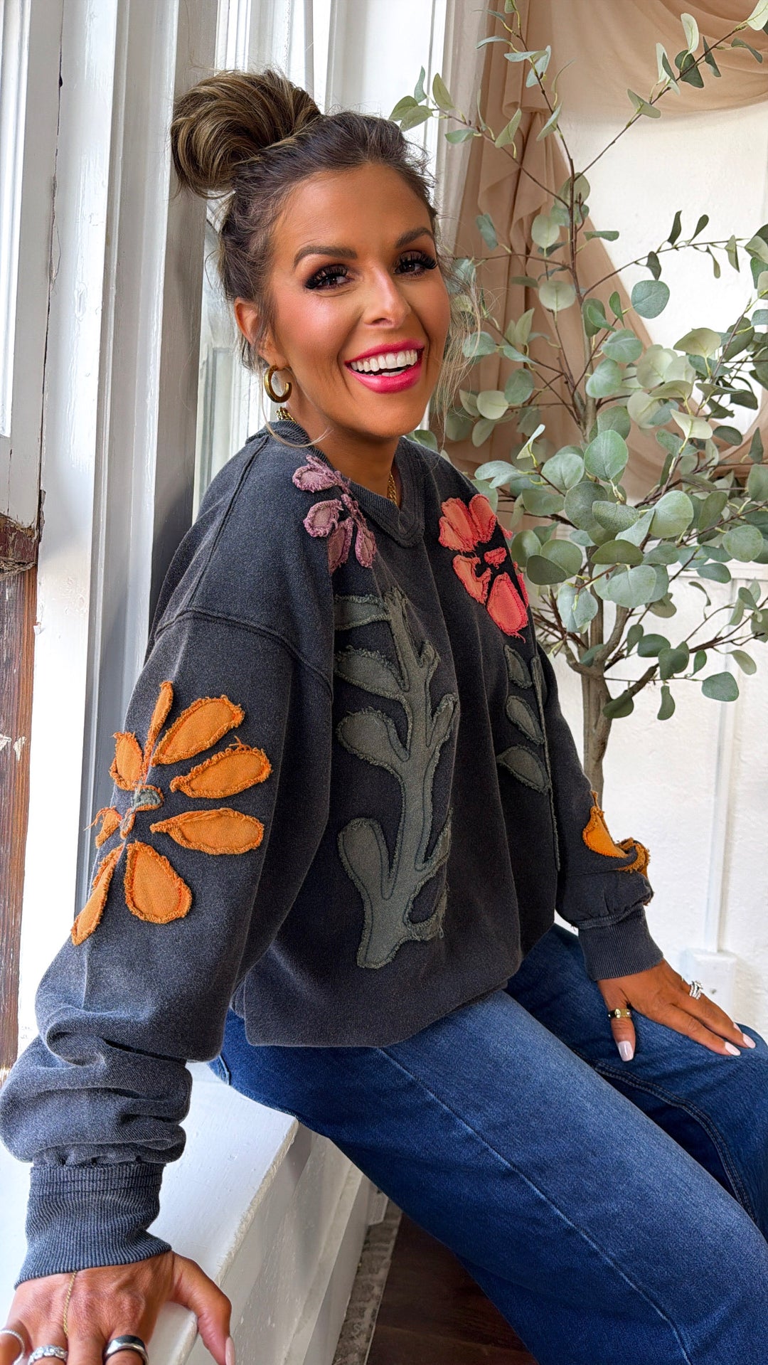 Floral Days Sweatshirt, Black