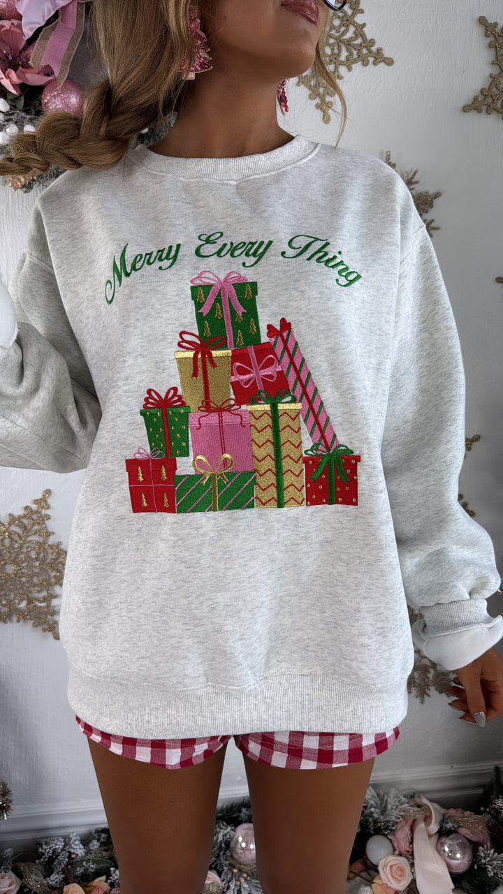 Merry Everything Graphic Crewneck, H. Grey
