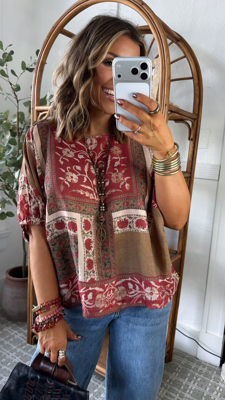 Redwood Muse Blouse, Antique Red