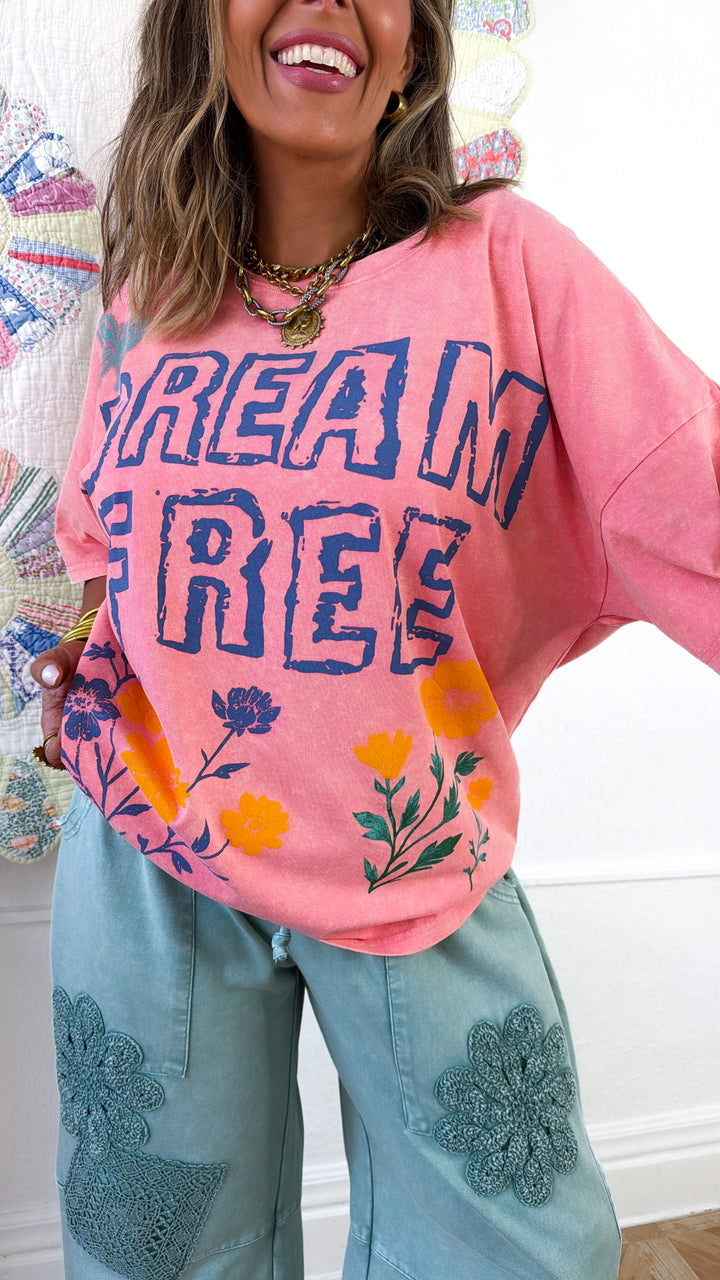 Free Dreaming Graphic Tee, Salmon