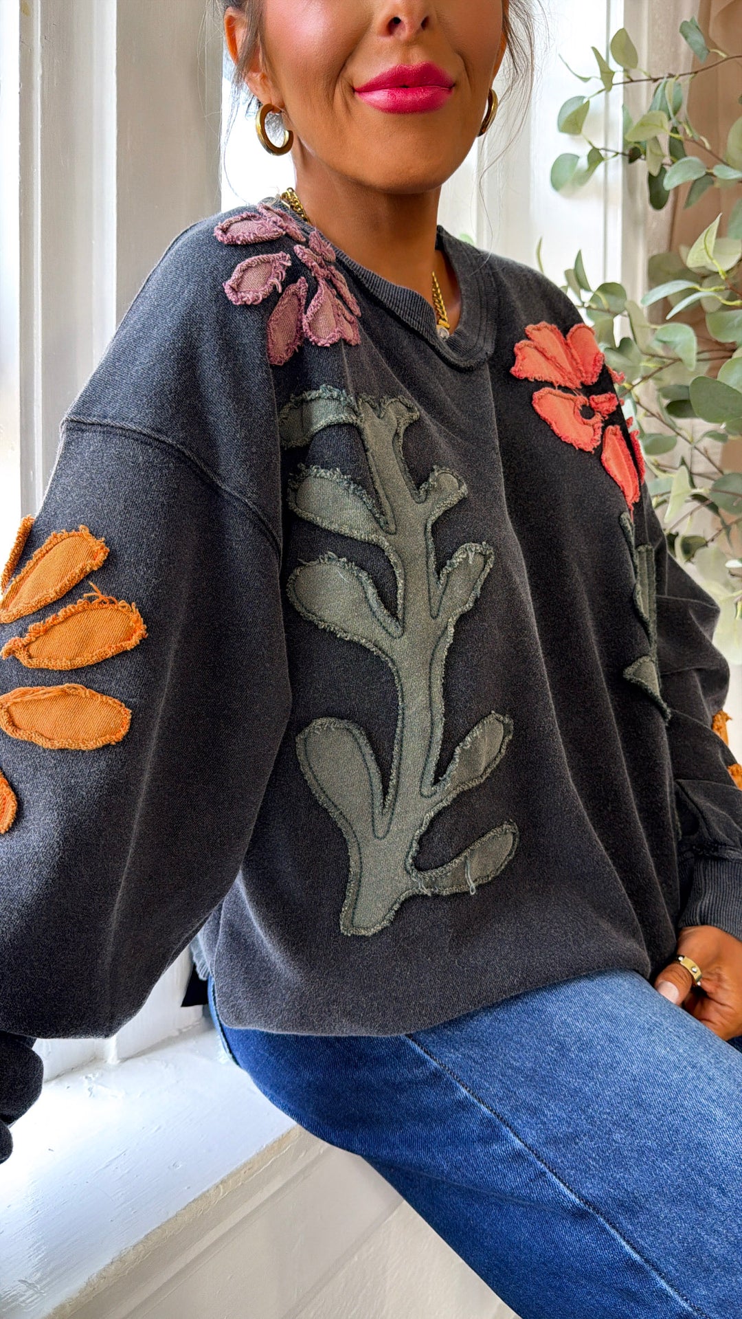 Floral Days Sweatshirt, Black