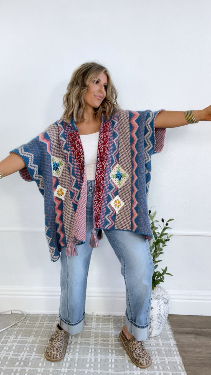 Sagebrush Knit Cardigan, Lapis Blue Multi