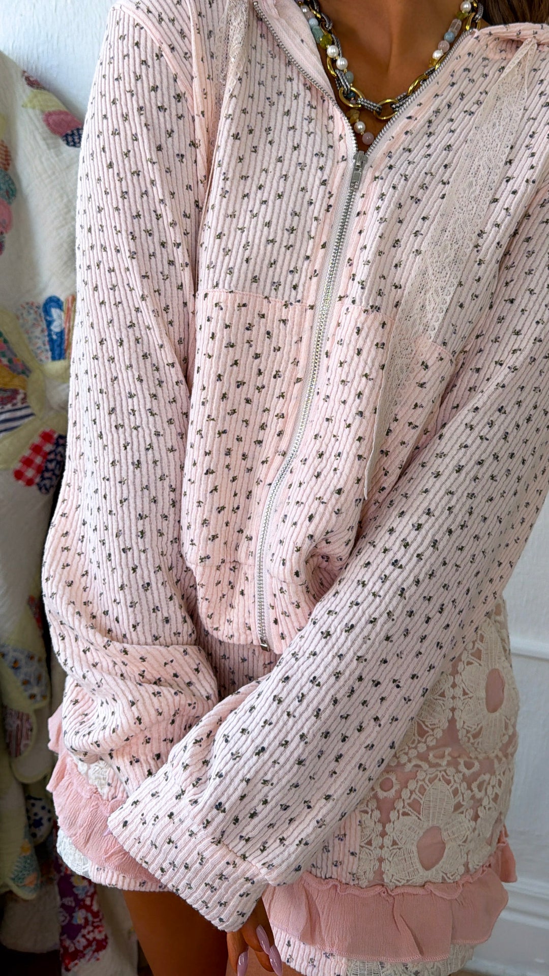 Bayrose Floral Zip Up Jacket, Blush Floral