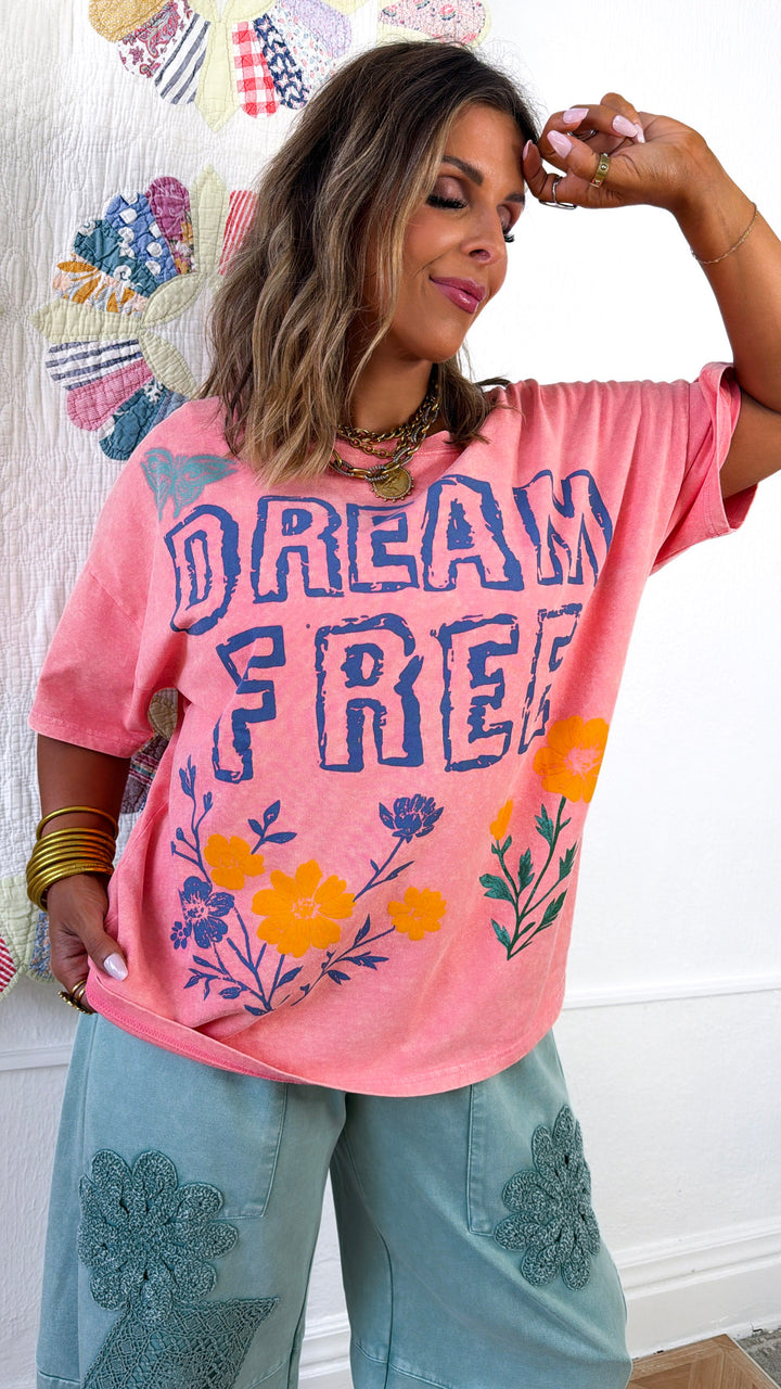 Free Dreaming Graphic Tee, Salmon