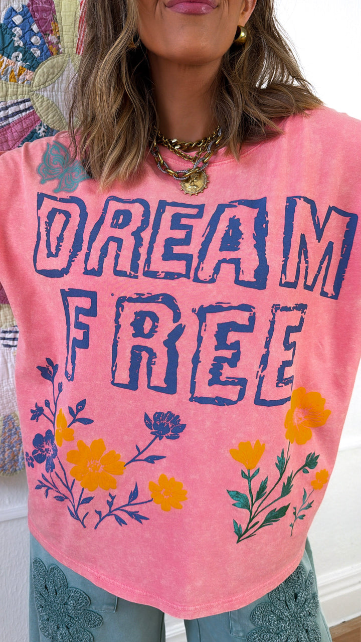 Free Dreaming Graphic Tee, Salmon
