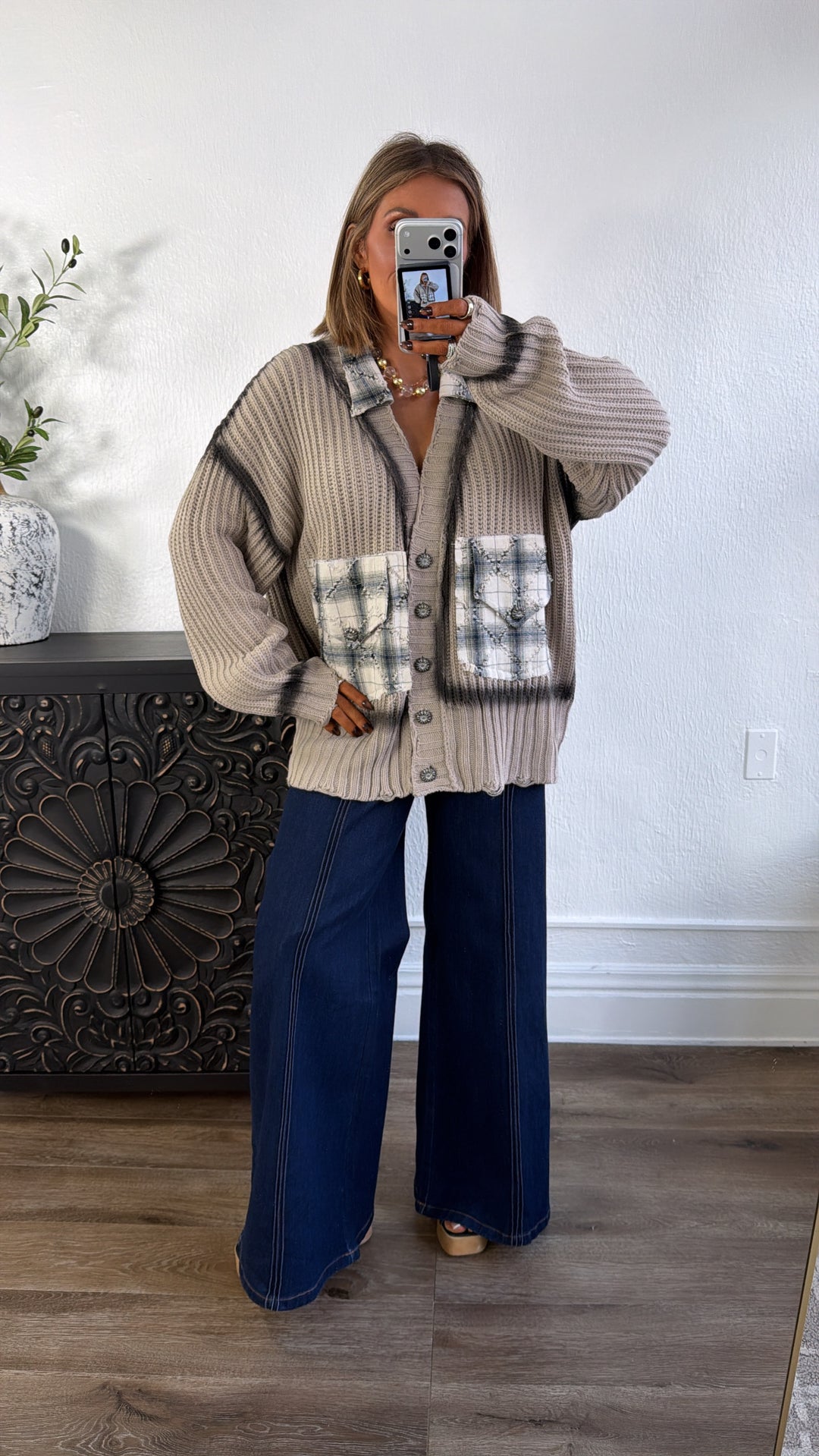 Wool & Woods Knit Cardigan, Taupe