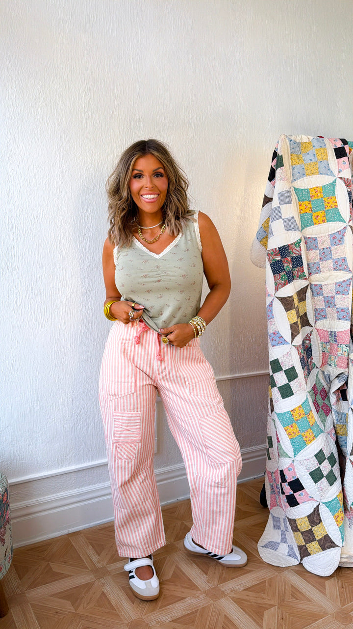 Dune Twill Barrel Pant, Coral Peach