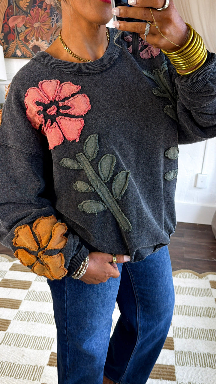 Floral Days Sweatshirt, Black