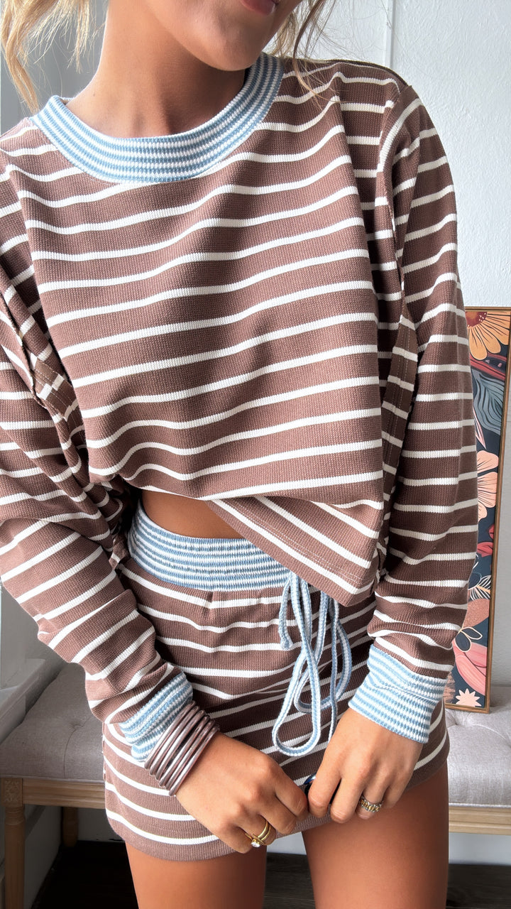 The Stripe Edit Two Piece Set, Mocha