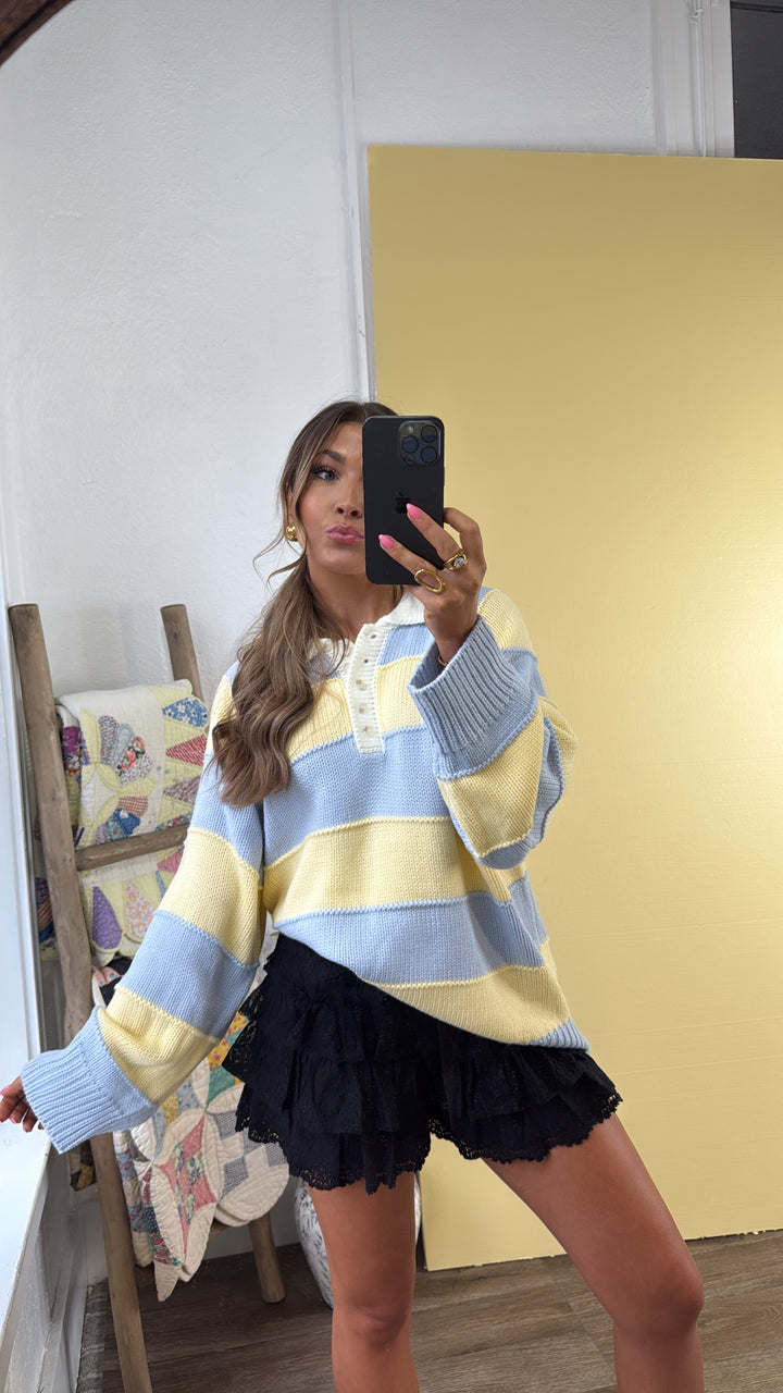 Magic Striped Sweater, Lt.Blue/Lt.Yellow