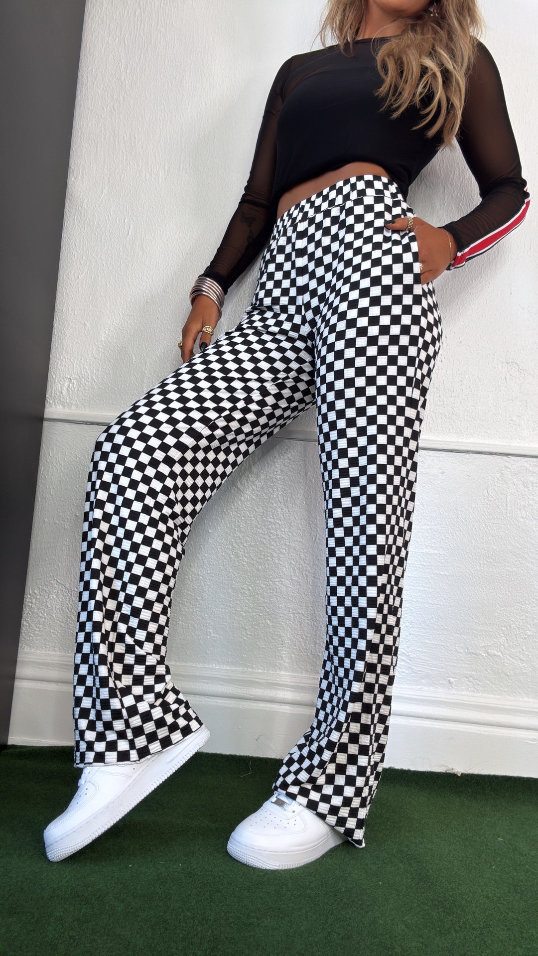 ECB Exclusive : Kickin' It Checkered Pant, White/Black