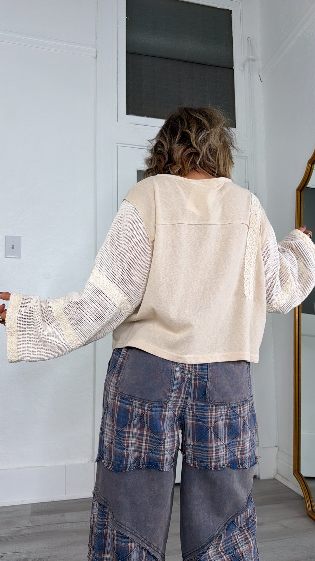 Willow Breeze Sheer Sleeve Top, Coconut