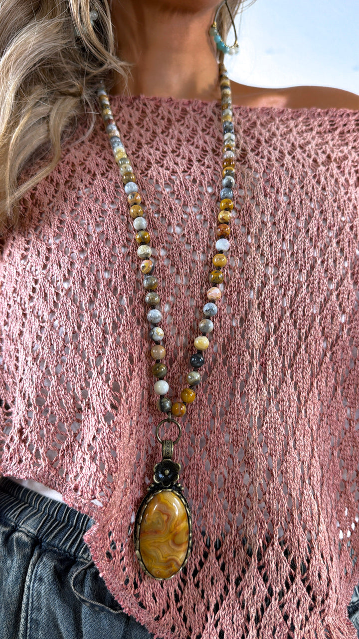 Florette Necklace, Crazy Agate