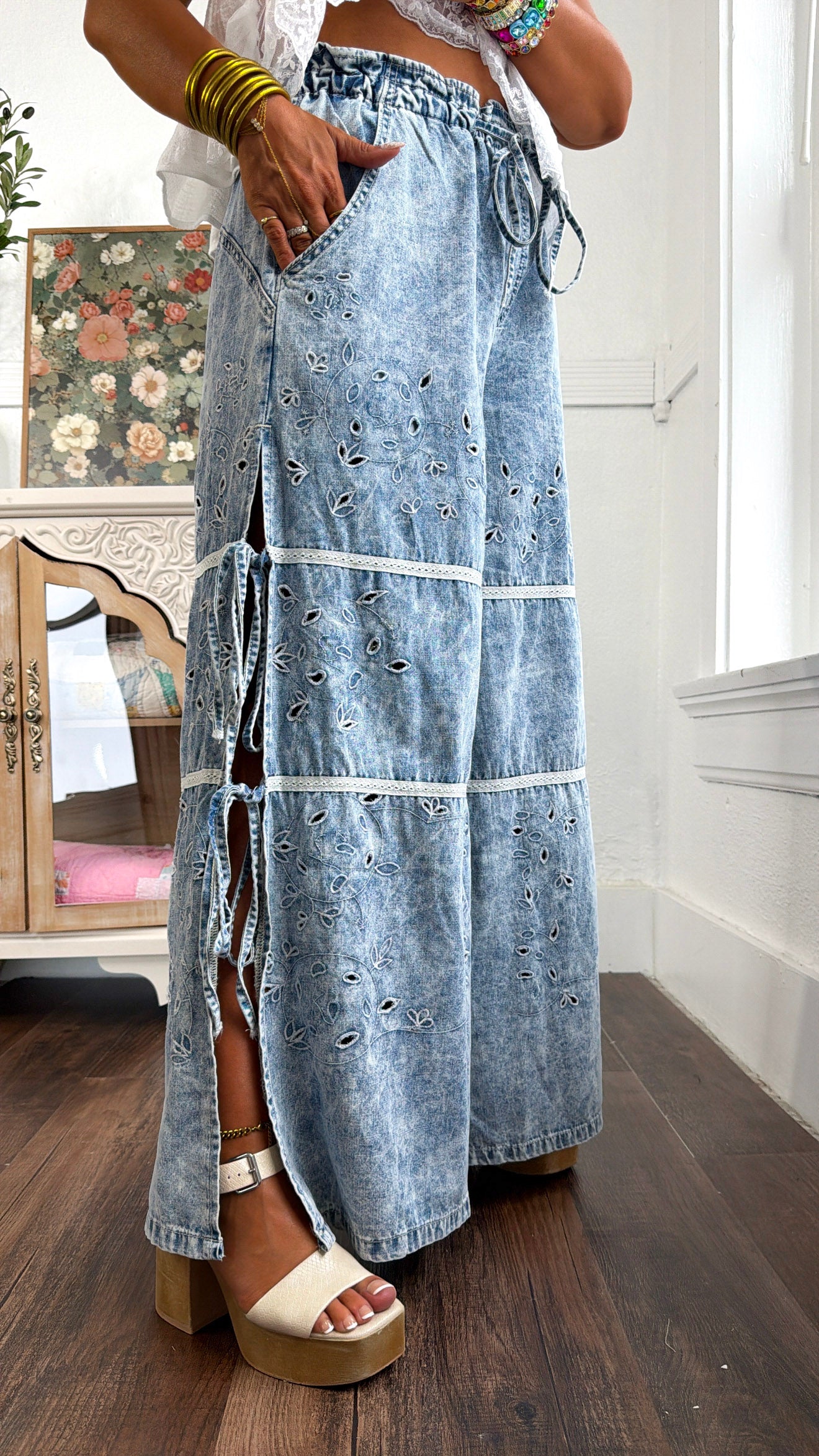 Embroidered Vine Pants, Denim – Everyday Chic Boutique