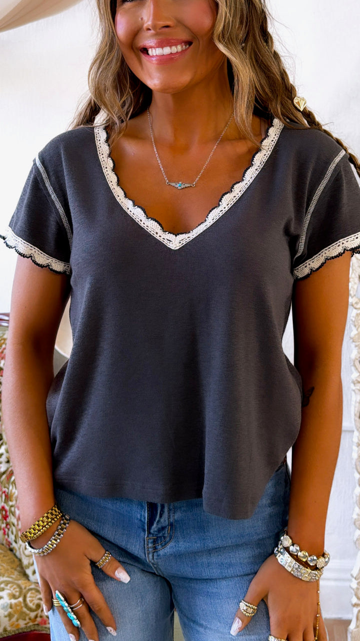 Fresh Market Basic Tee, Charcoal