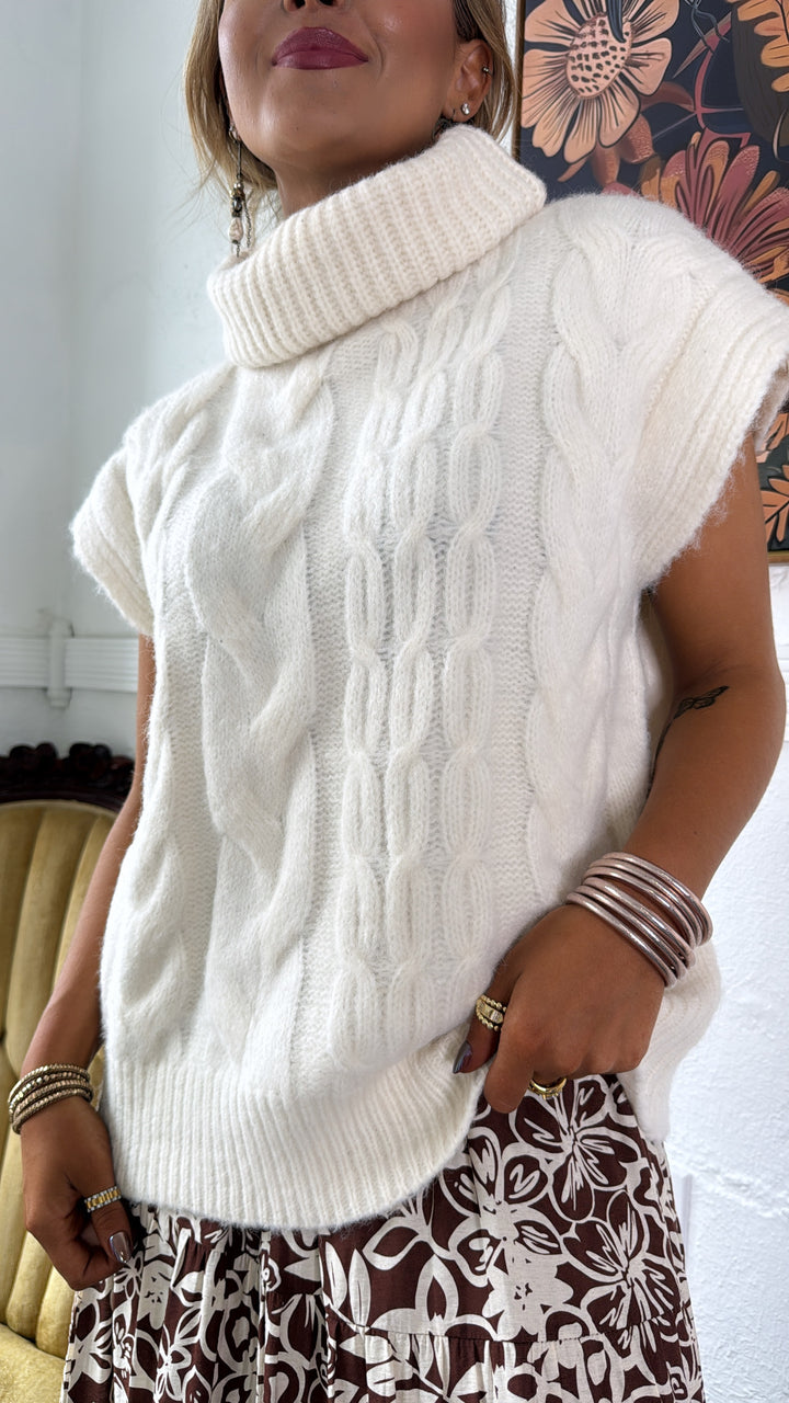 Cozy Knit Turtle Neck Sweater, Cream