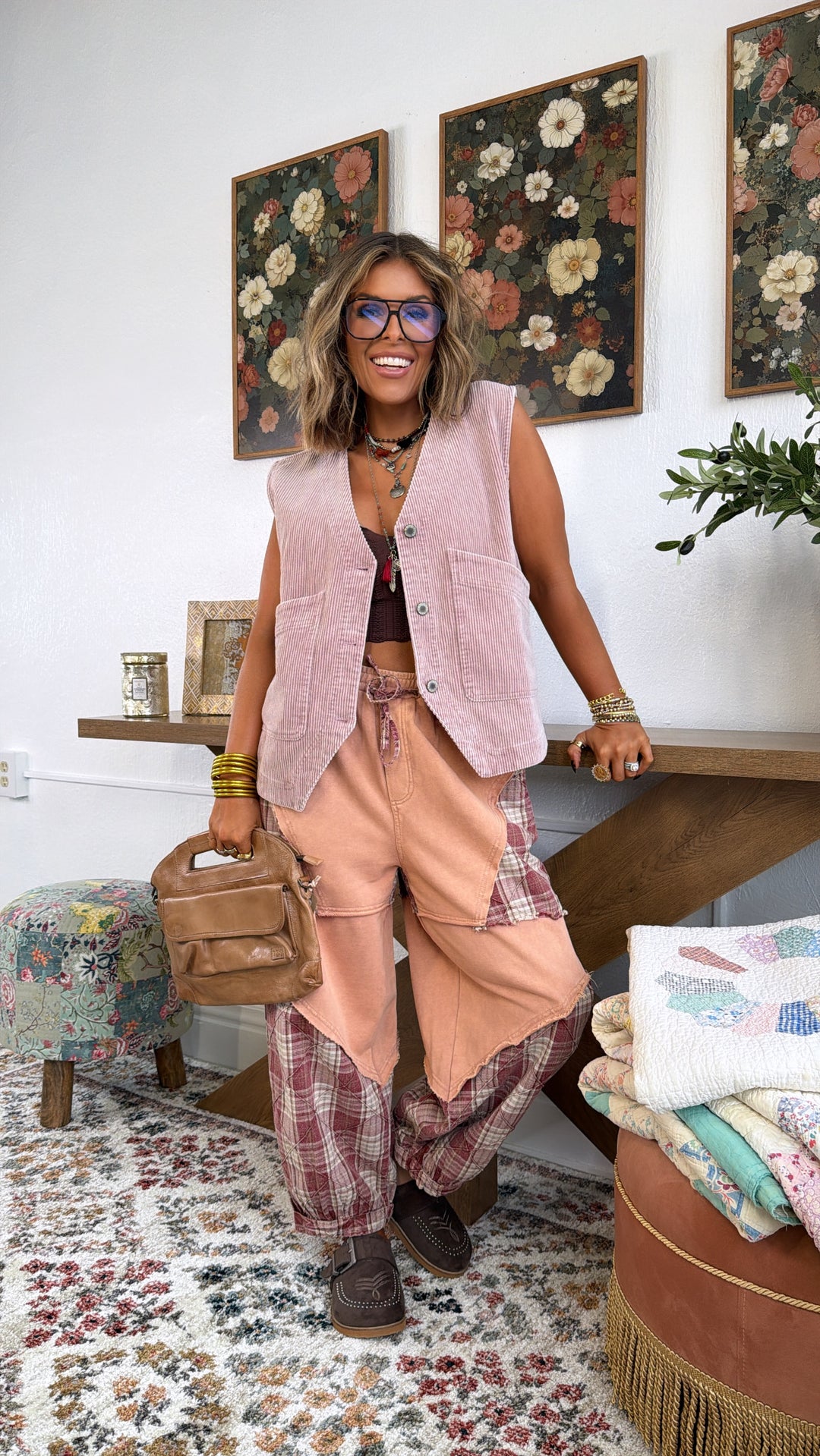 Autumn Fields Corduroy Vest, Mauve