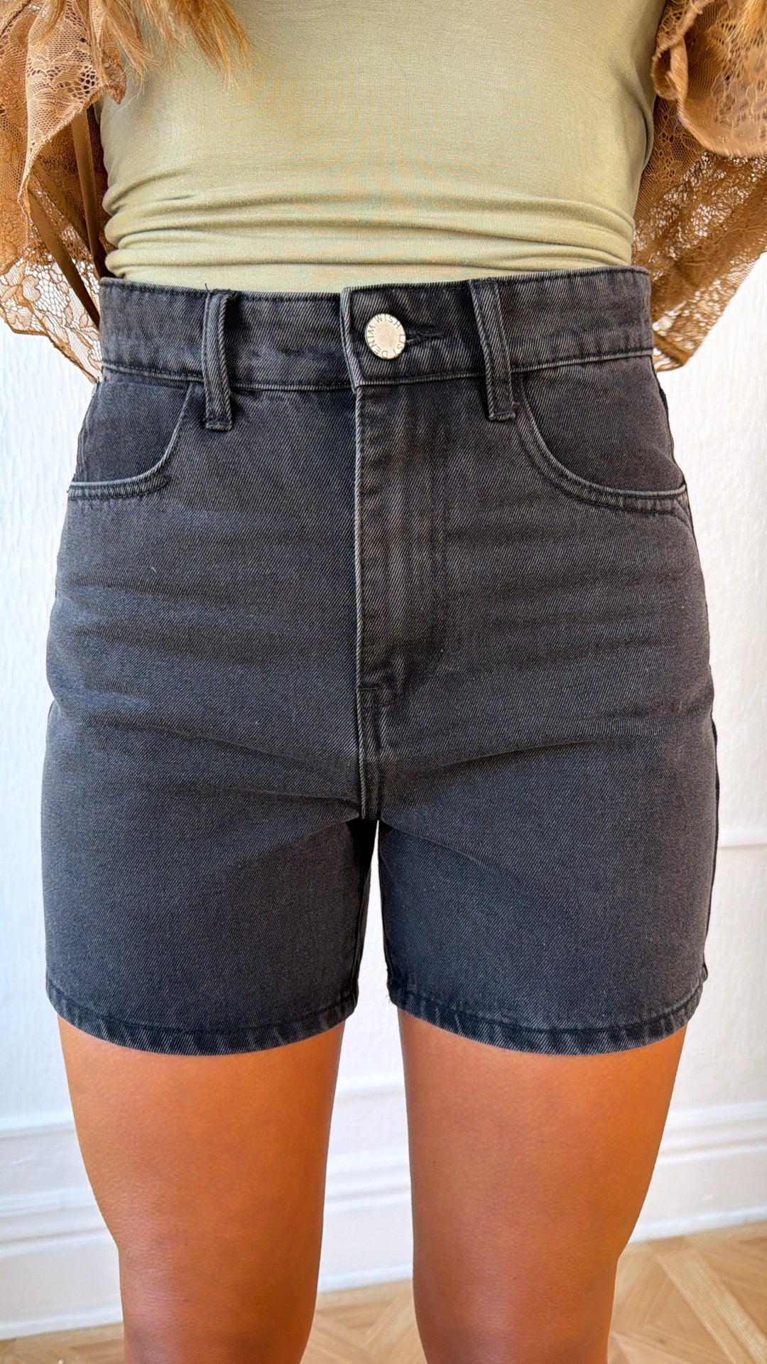 Daily Wear Denim Mom Shorts, Black