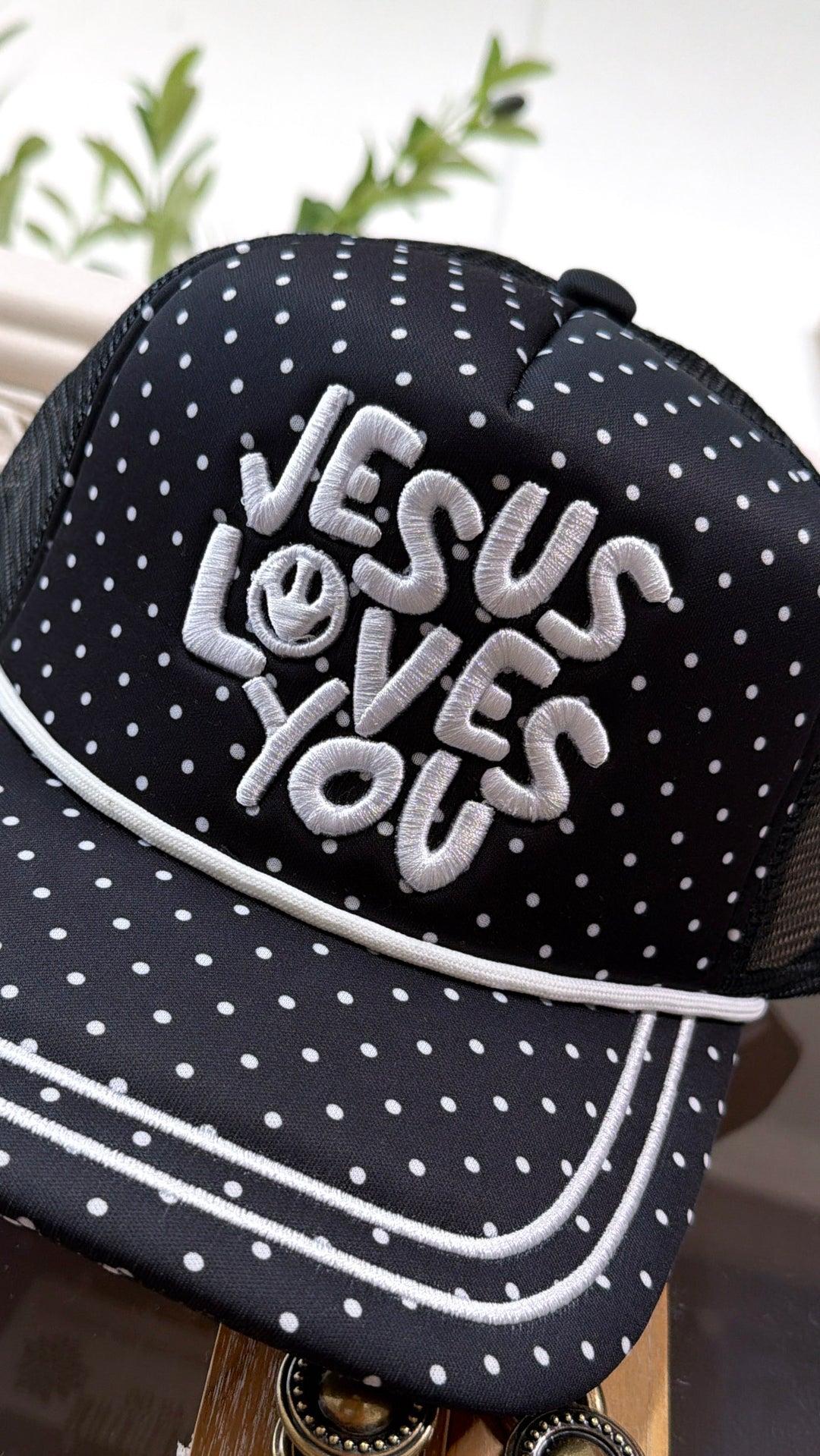Polka Dot Jesus Love You Trucker Hat