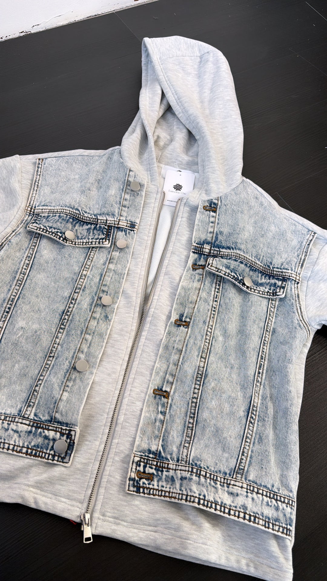 Blue Haven Zip Up, Denim/Grey