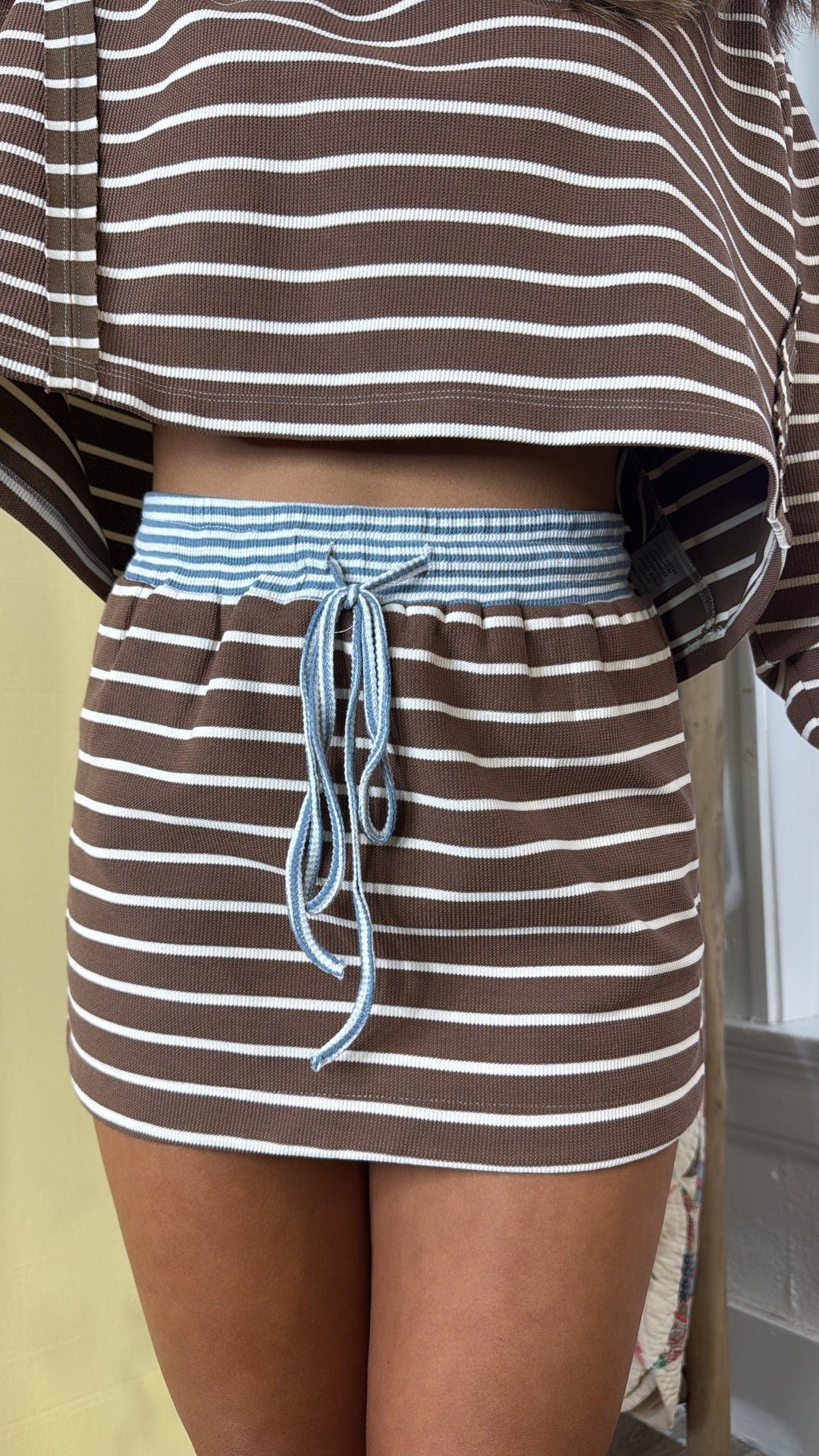 The Stripe Edit Two Piece Set, Mocha