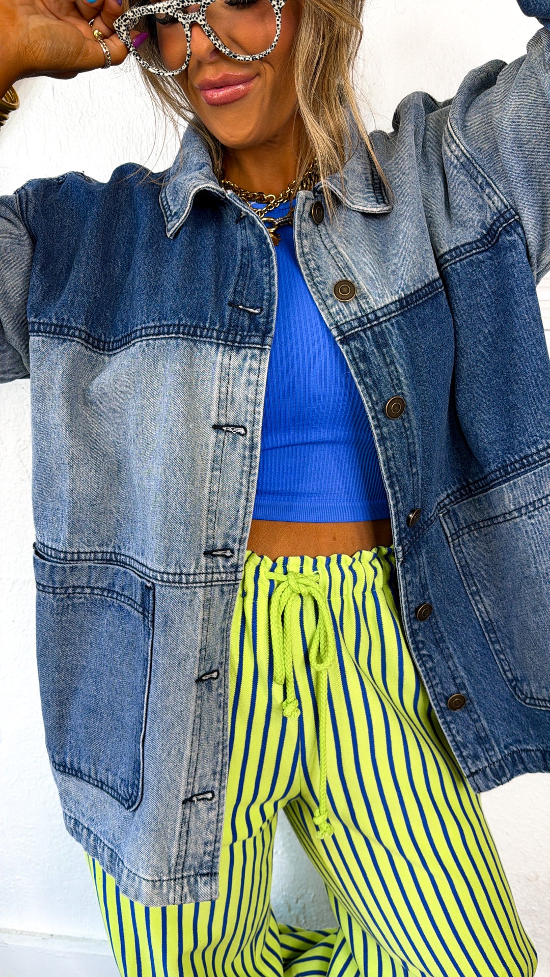 Button Up Denim Jacket, Denim Mix