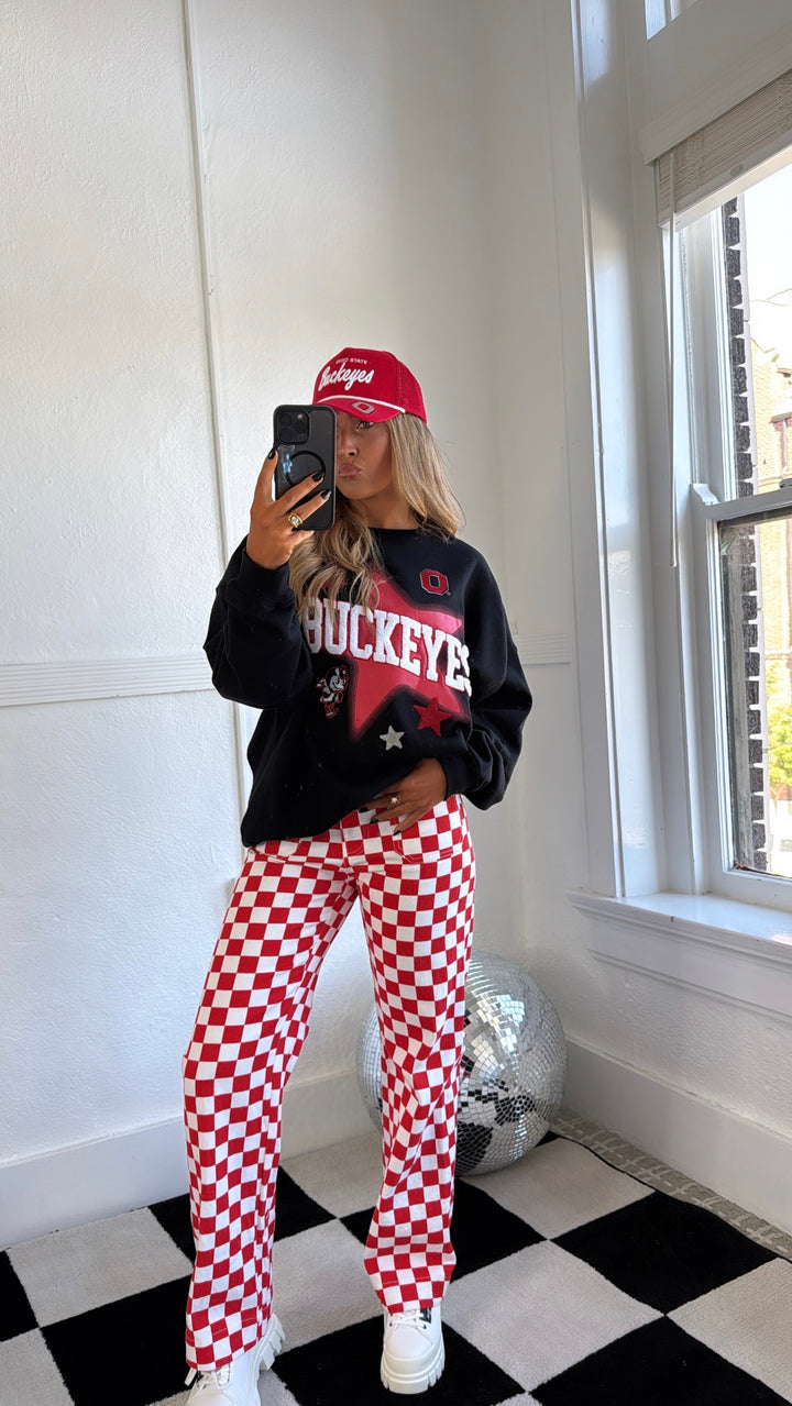 Finish Line Checkered Pant, Red