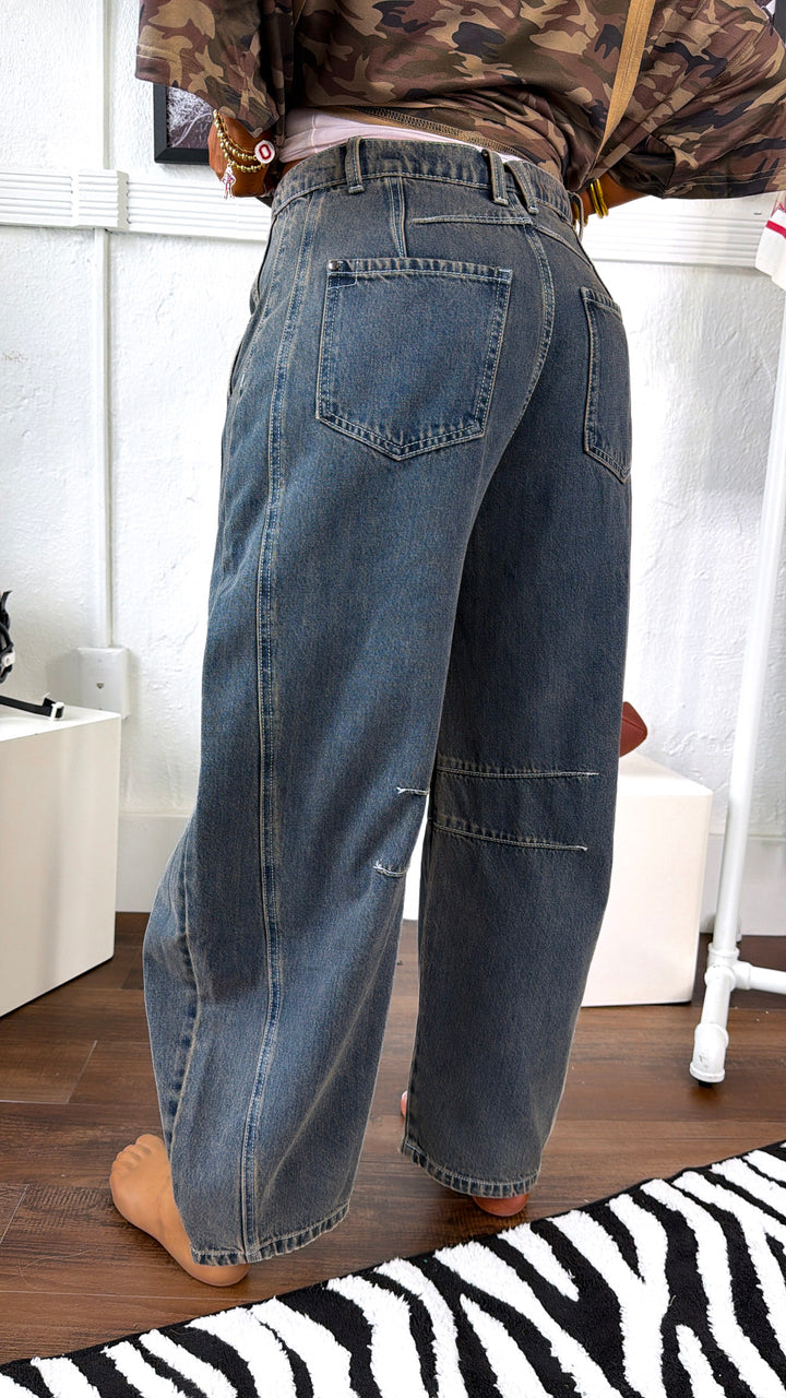 The Curve Barrel Jeans, Dark Denim