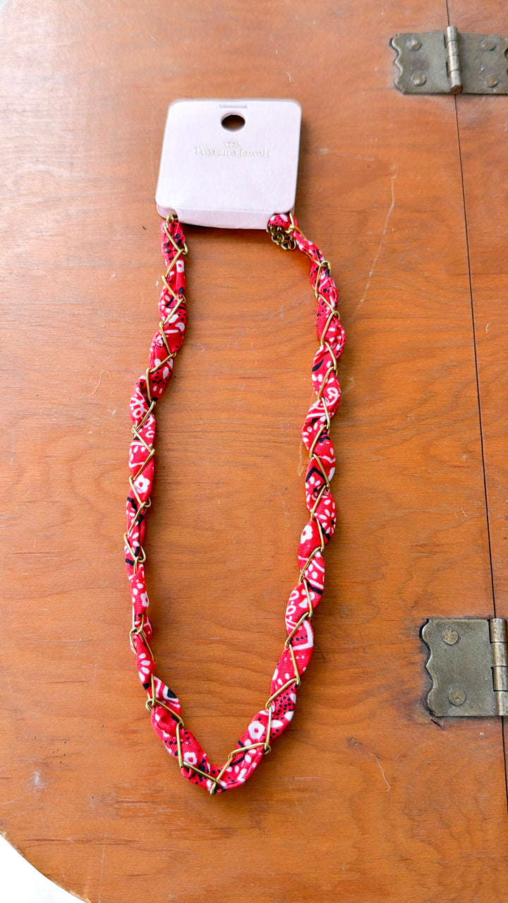 Bandana Twist Necklace, Red