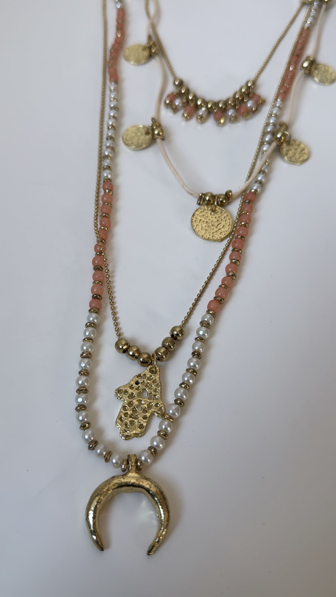 Poem Song Necklace, Coral/Pearl