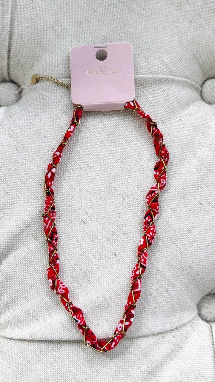 Bandana Twist Necklace, Red