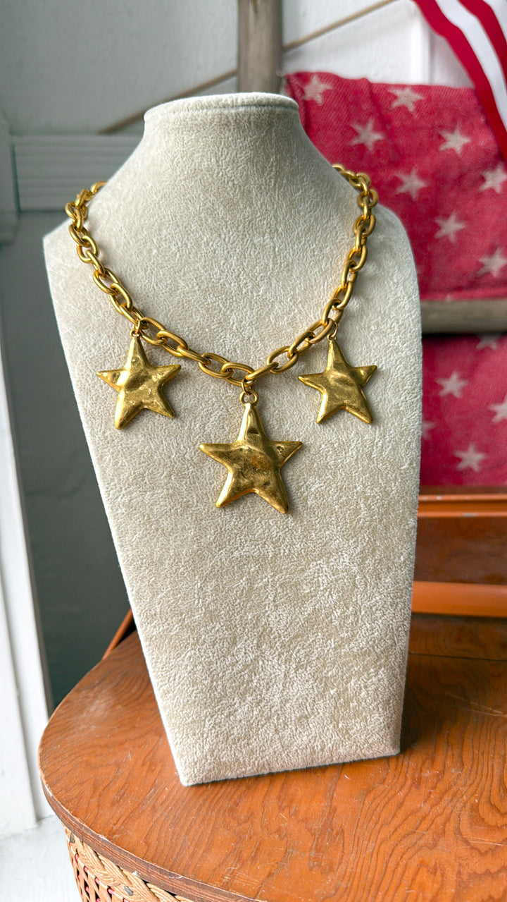 3 Star Necklace, Gold