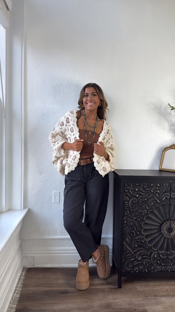 Harvest Drape Cardigan, Cream/Latte