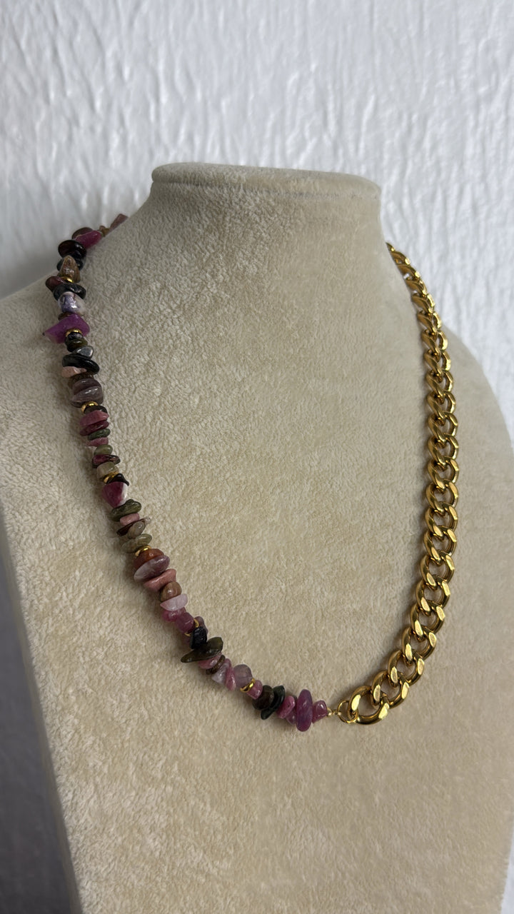 Treasure Jewels: Mauve Stone & Chain Necklace