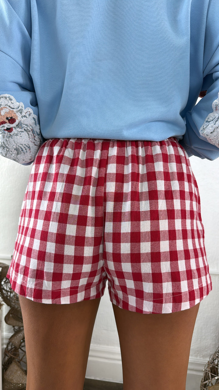 Merry Plaid Boxer Shorts, Red