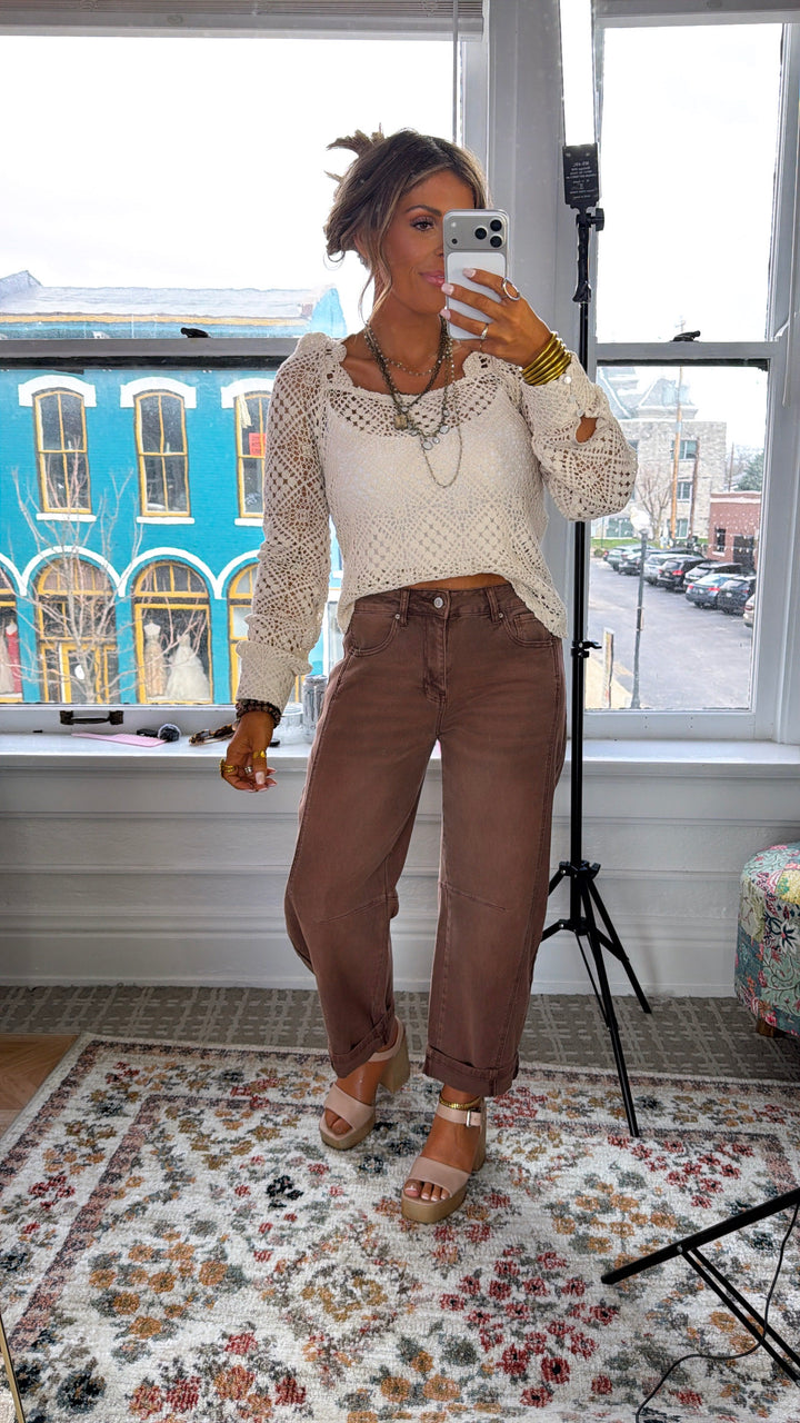 Boardwalk Breeze Crochet Top, Ecru