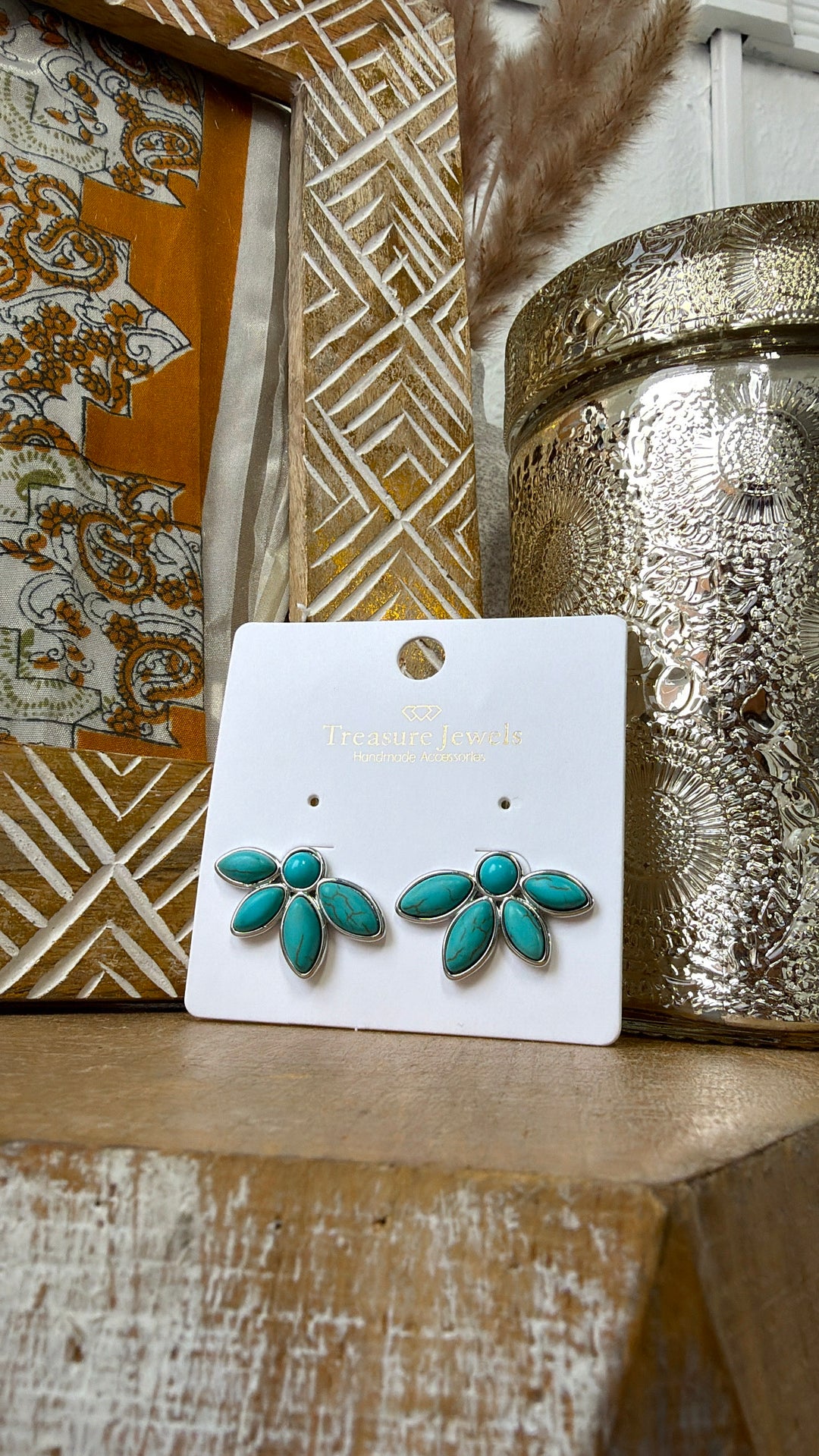 Half Turquoise Flower Gold