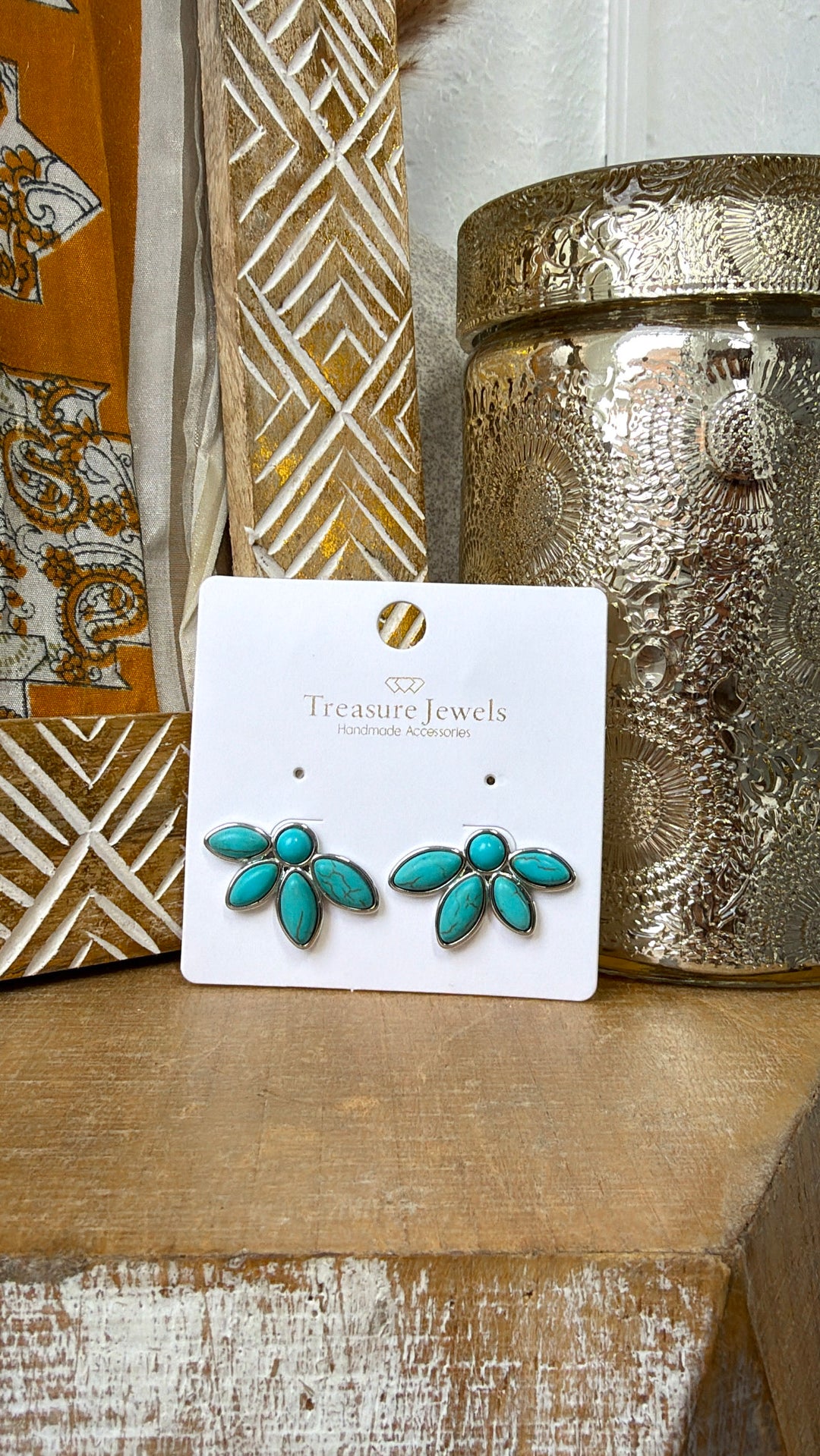 Half Turquoise Flower Gold