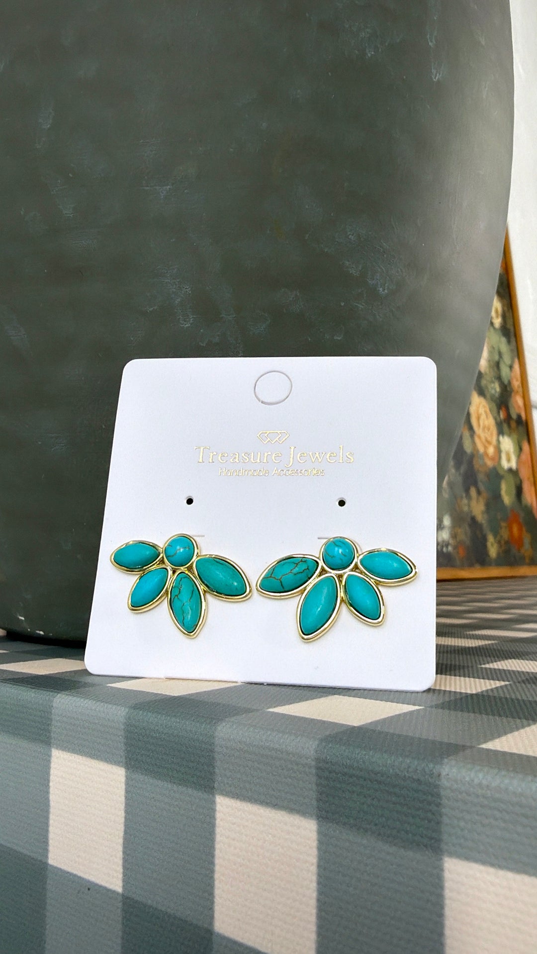 Half Turquoise Flower Gold